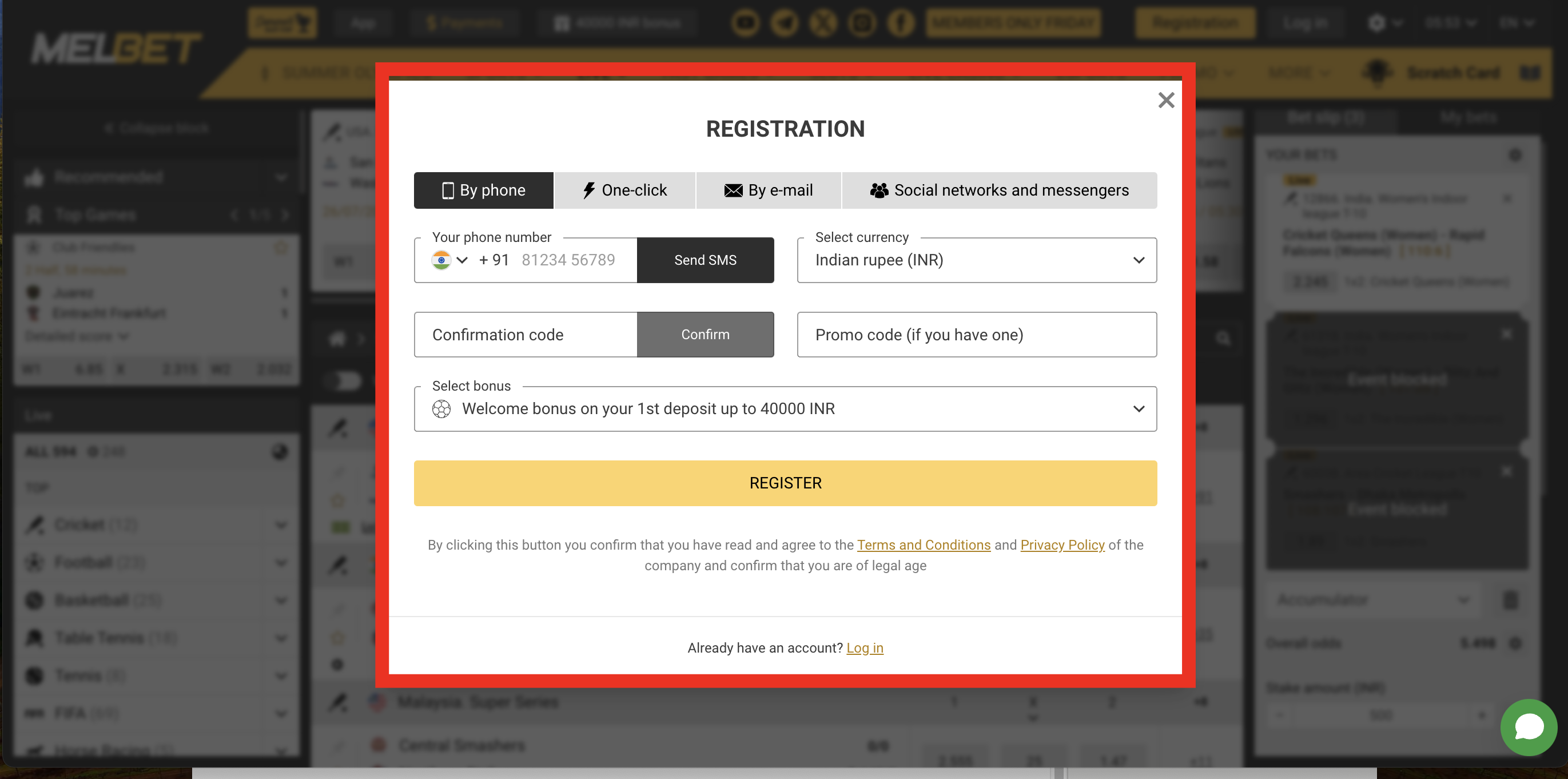 Click on Registration Button