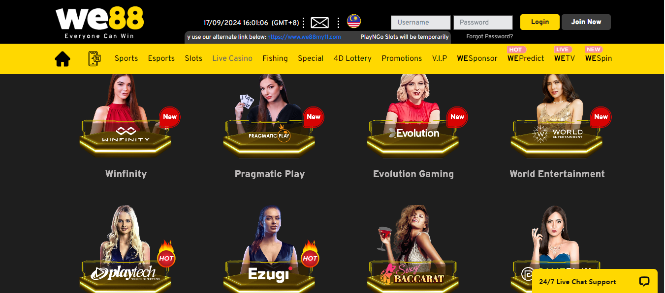 We88 Live Casino Providers