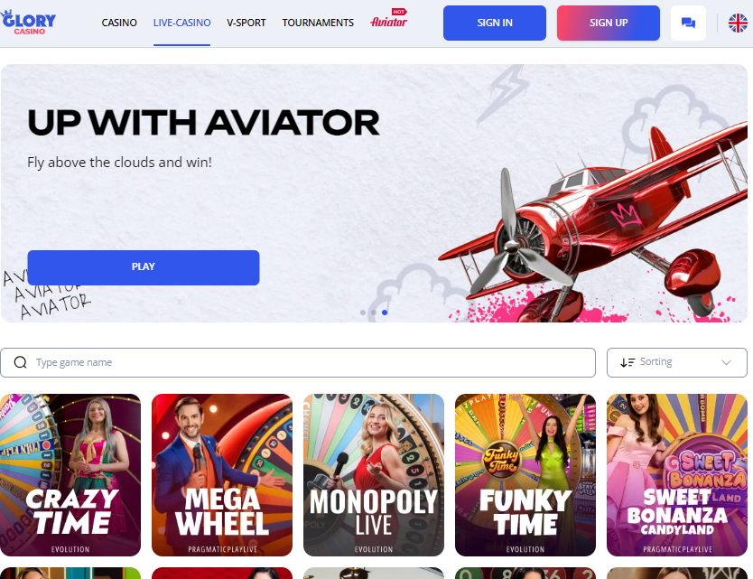 Glory Casino aviator live