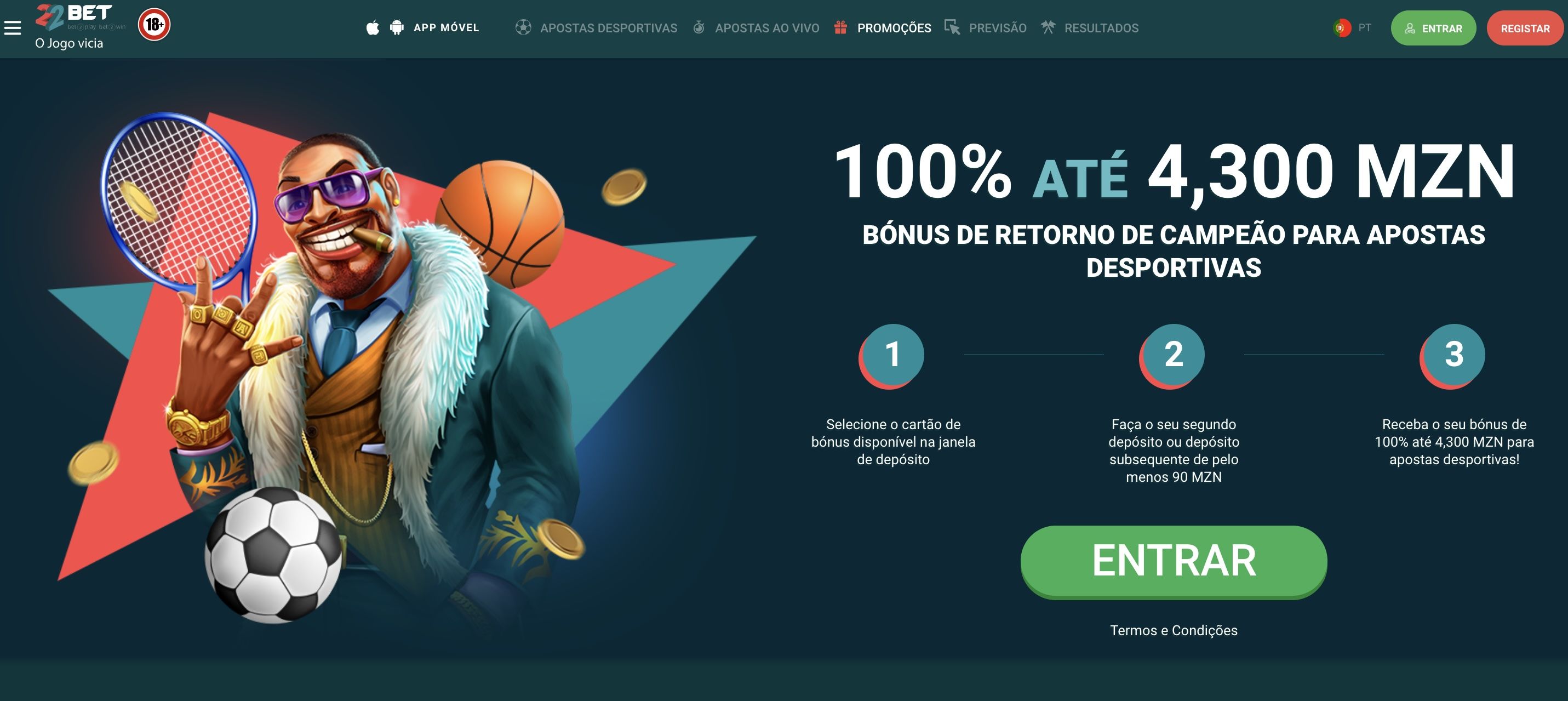 Página de promoções da 22Bet