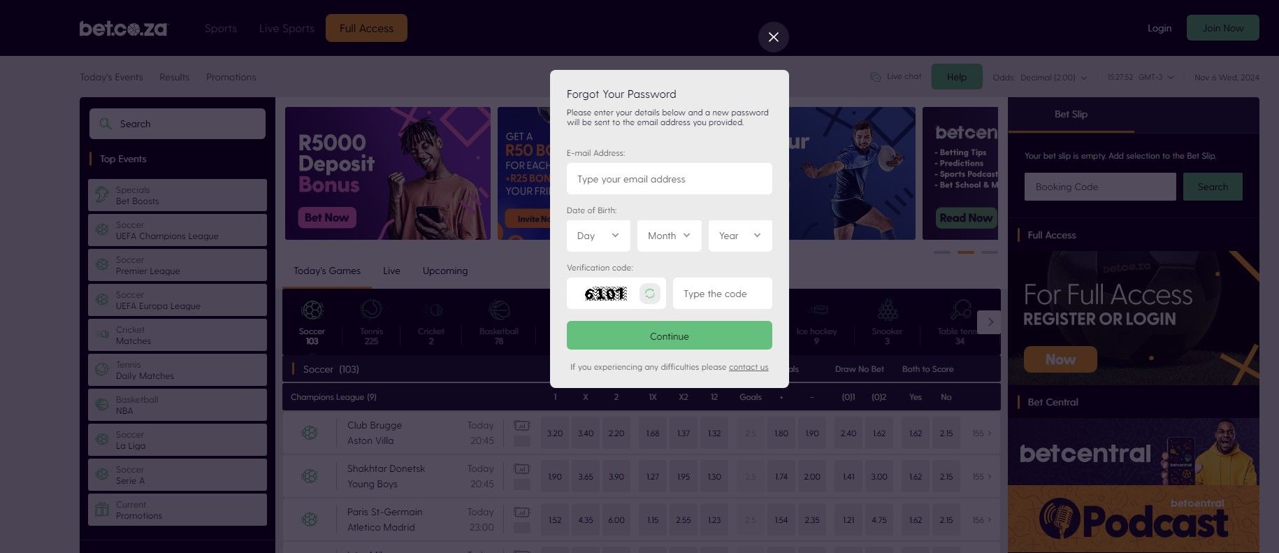 Bet.co.za Login