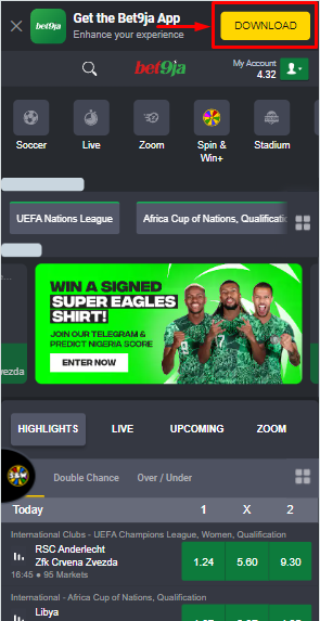 : Bet9ja Download Mobile App Image