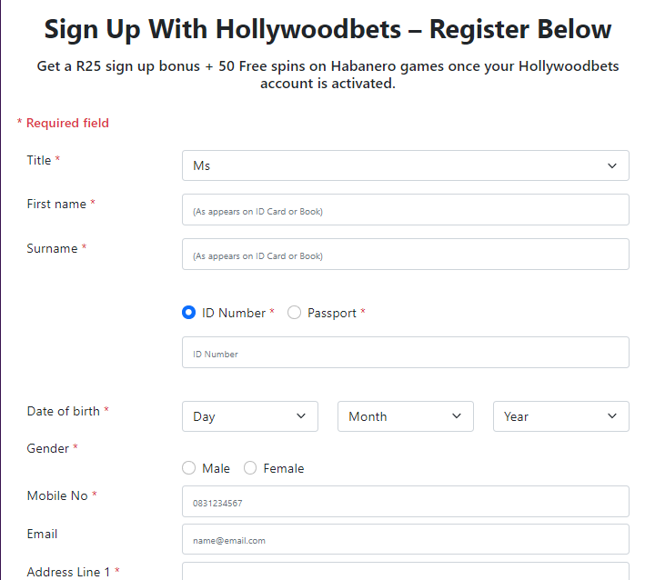 Image Of Hollywoodbets Aviator Registration Process