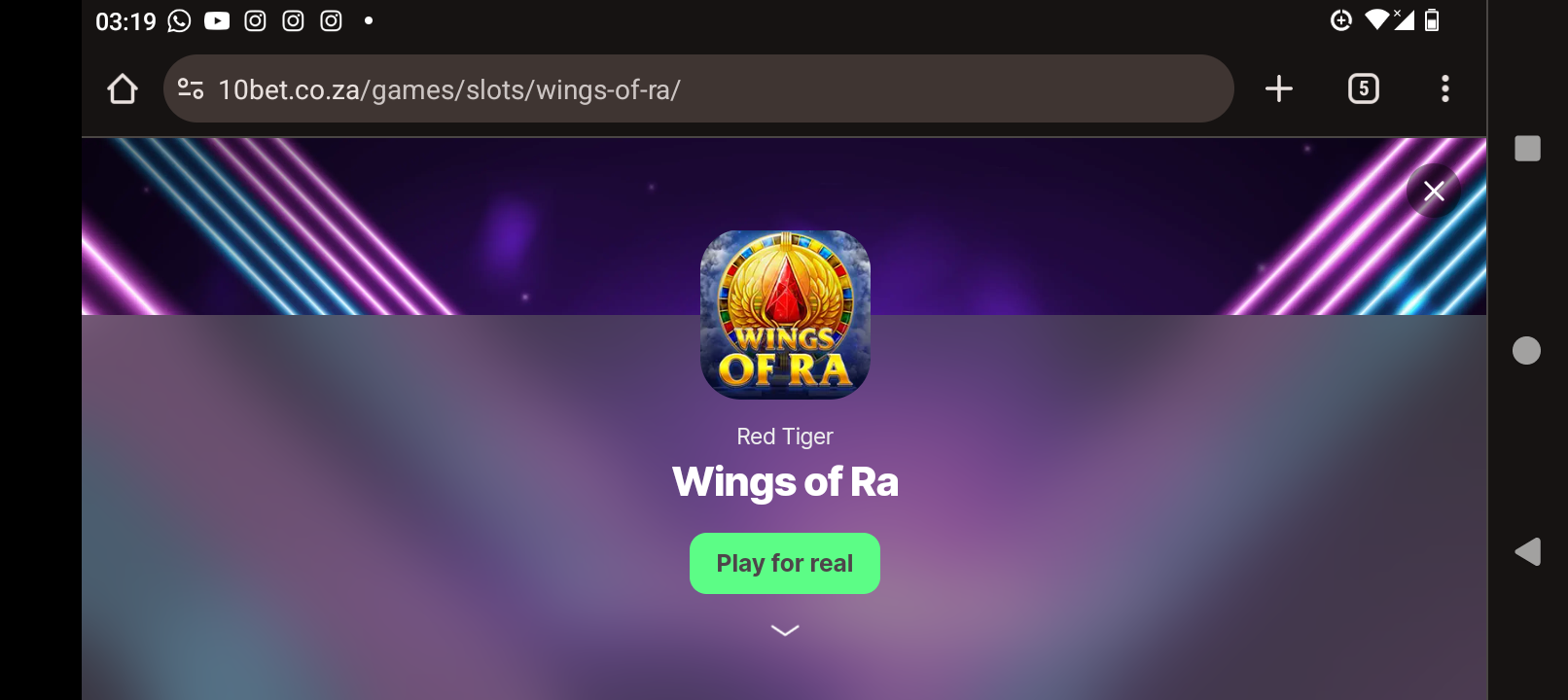 Wings of Ra slot machine image