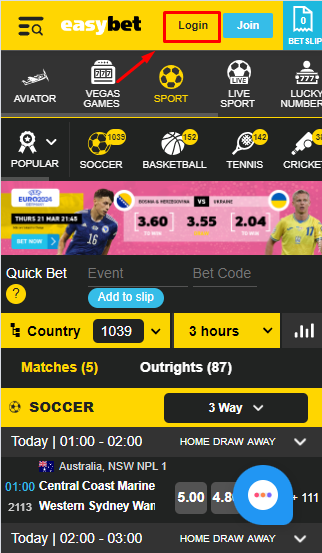 Easybet log in