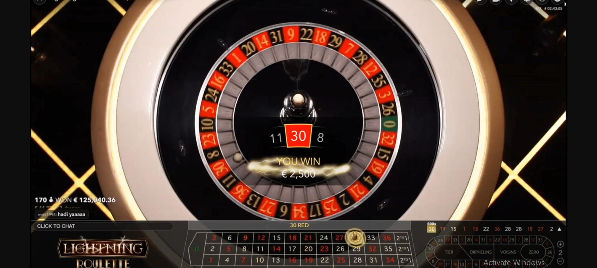 An image showing the winning number in Lightning roulette