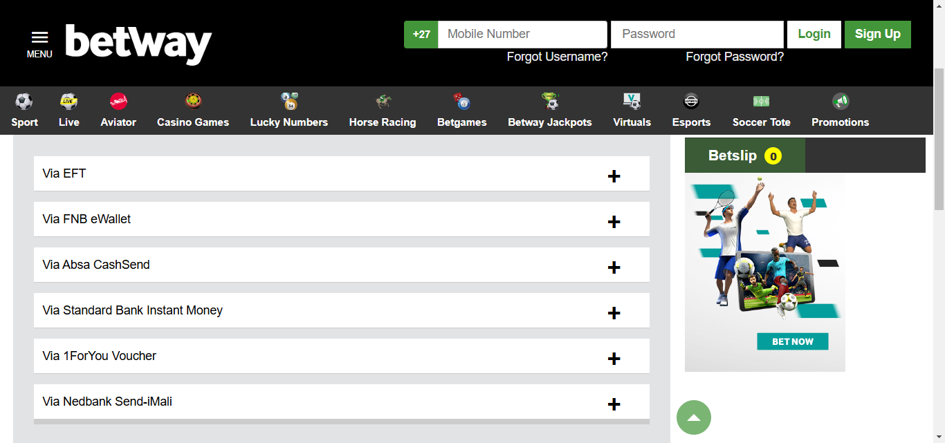Betway South Africa Withdrawal