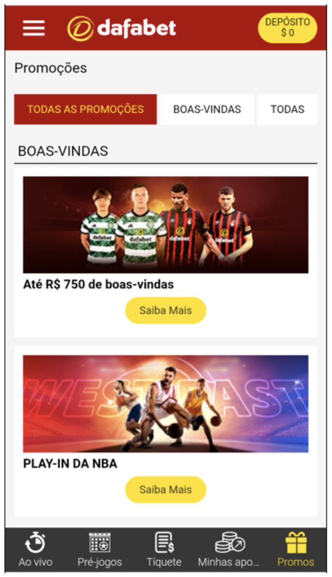 Aba “Promoções” da Dafabet