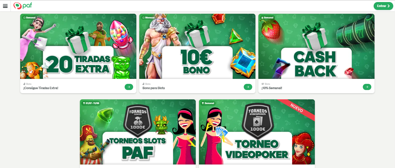 Bonos en Paf Casino