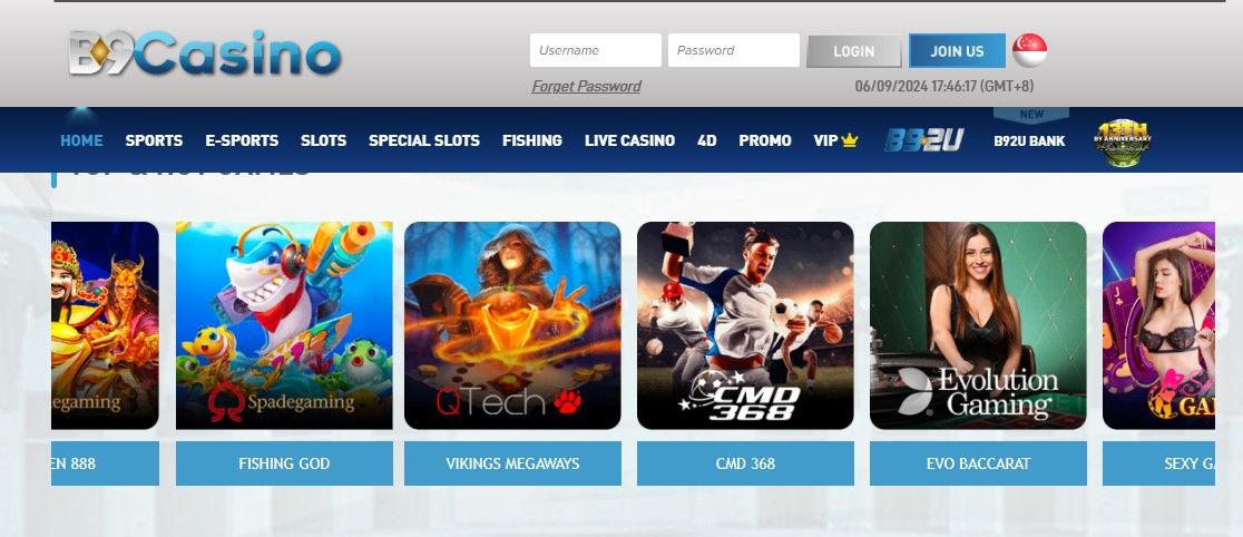 B9 Casino Homepage Image