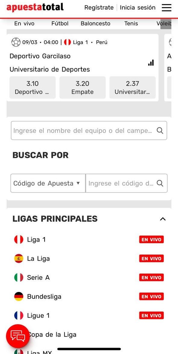 Acceso directo en apuesta total Perú.