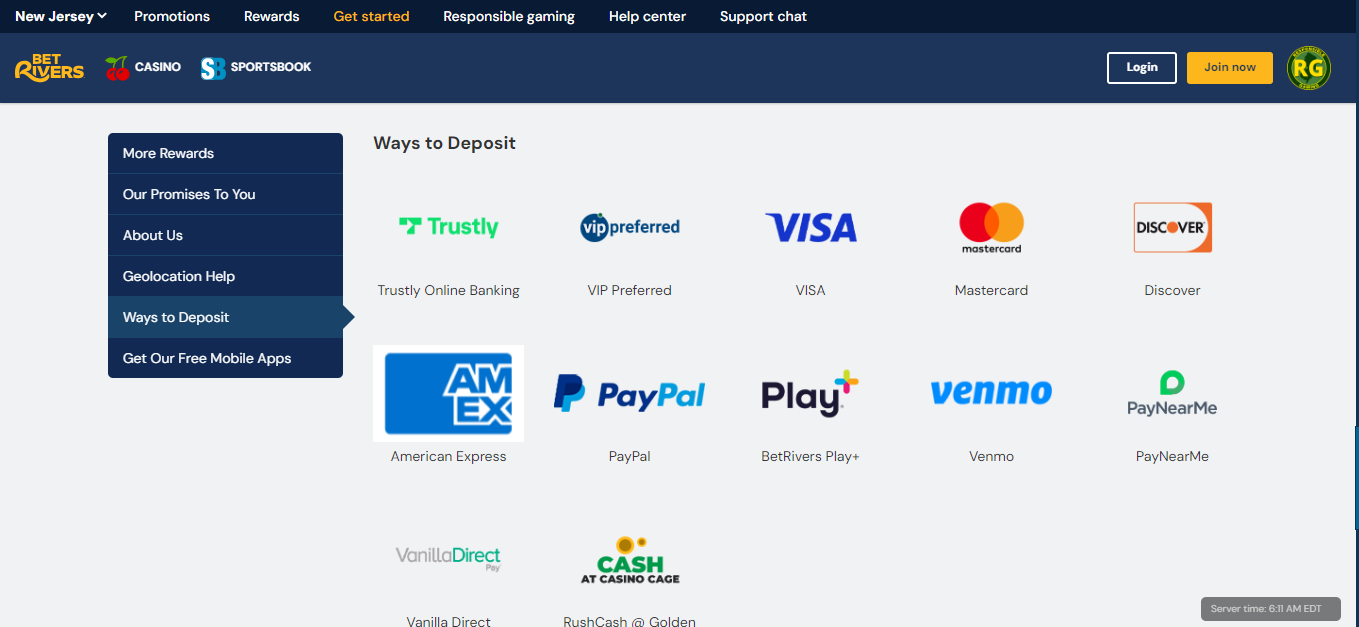 Betrivers Payment Methods