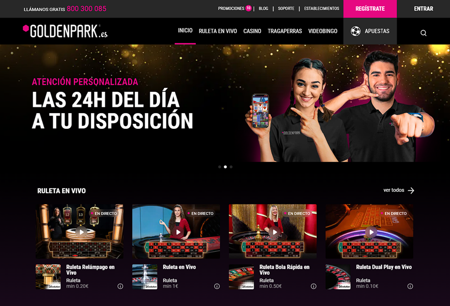 Sitio web de la casa de apuestas GoldenPark en España