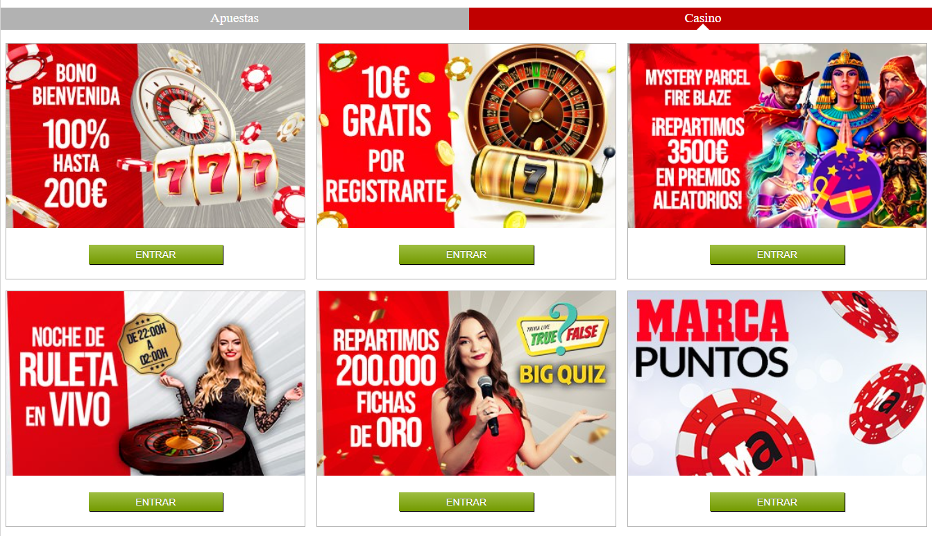 los bonos de casino de Marca Apuestas