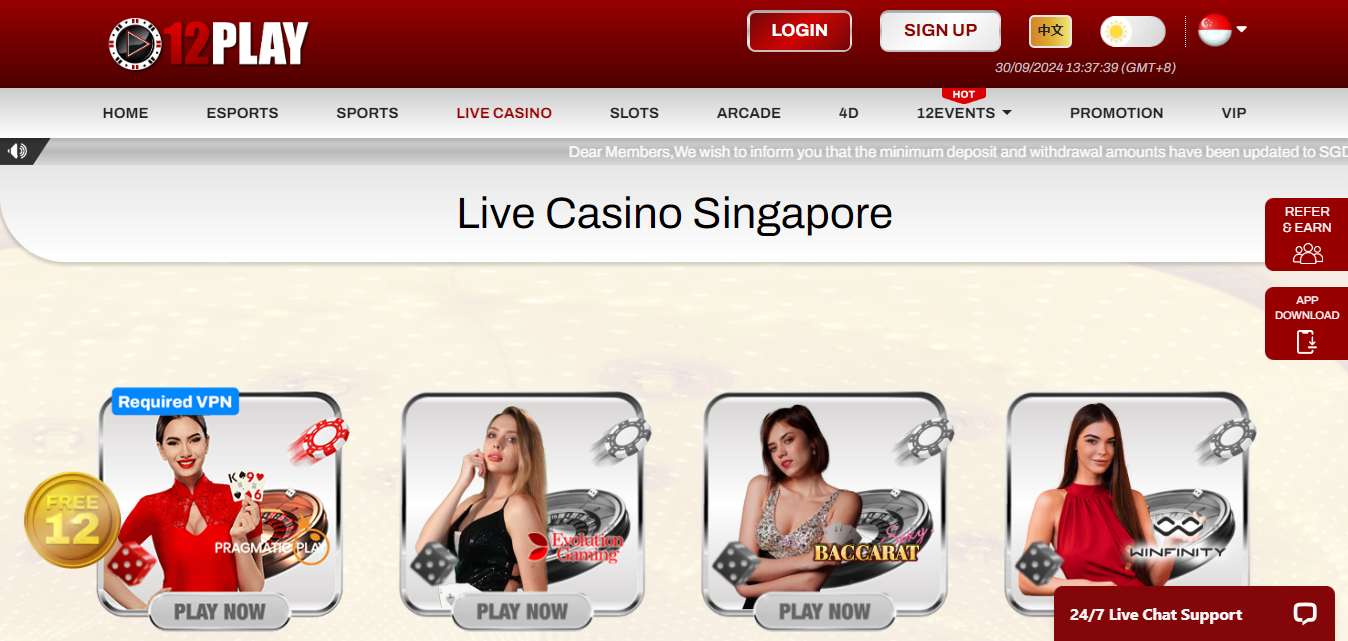 12Play online live casino