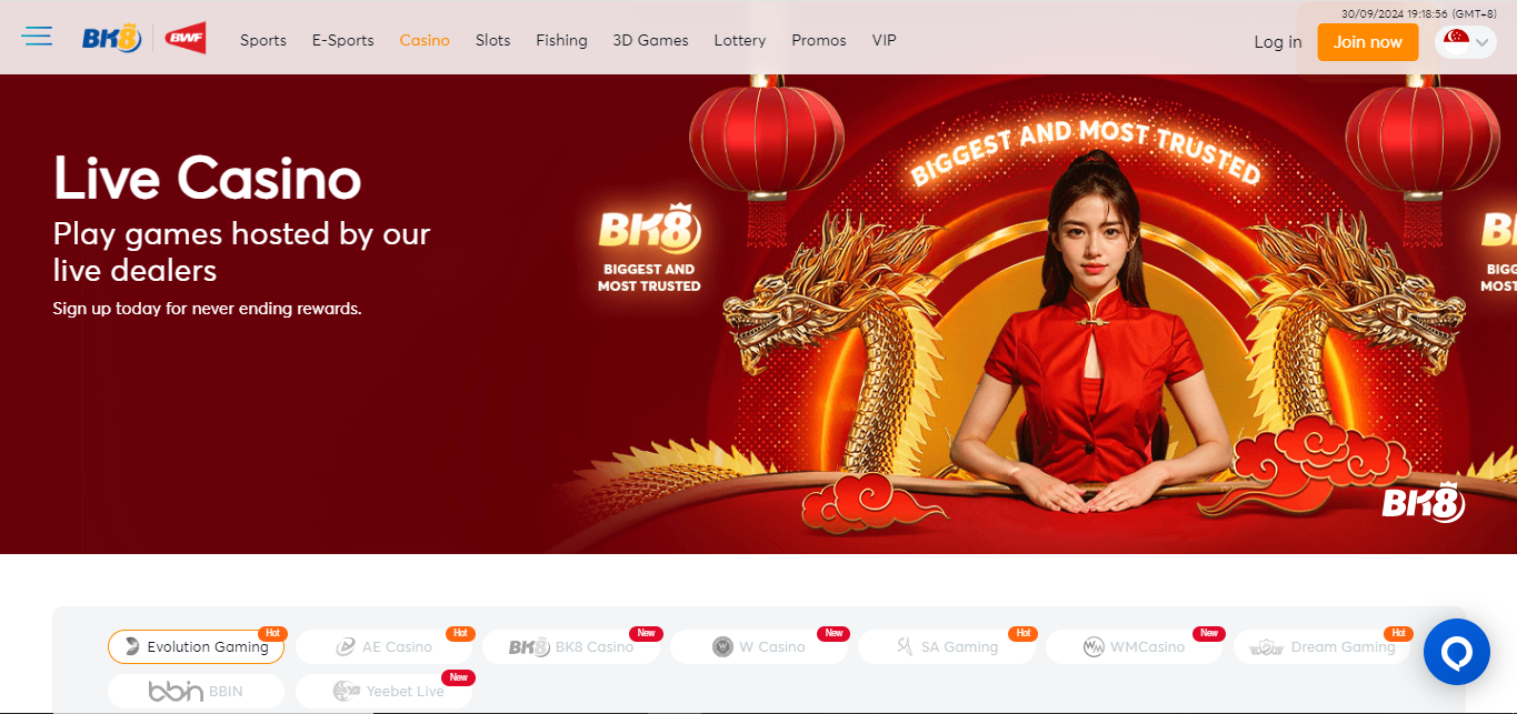 BK8 Live Casino Online Singapore