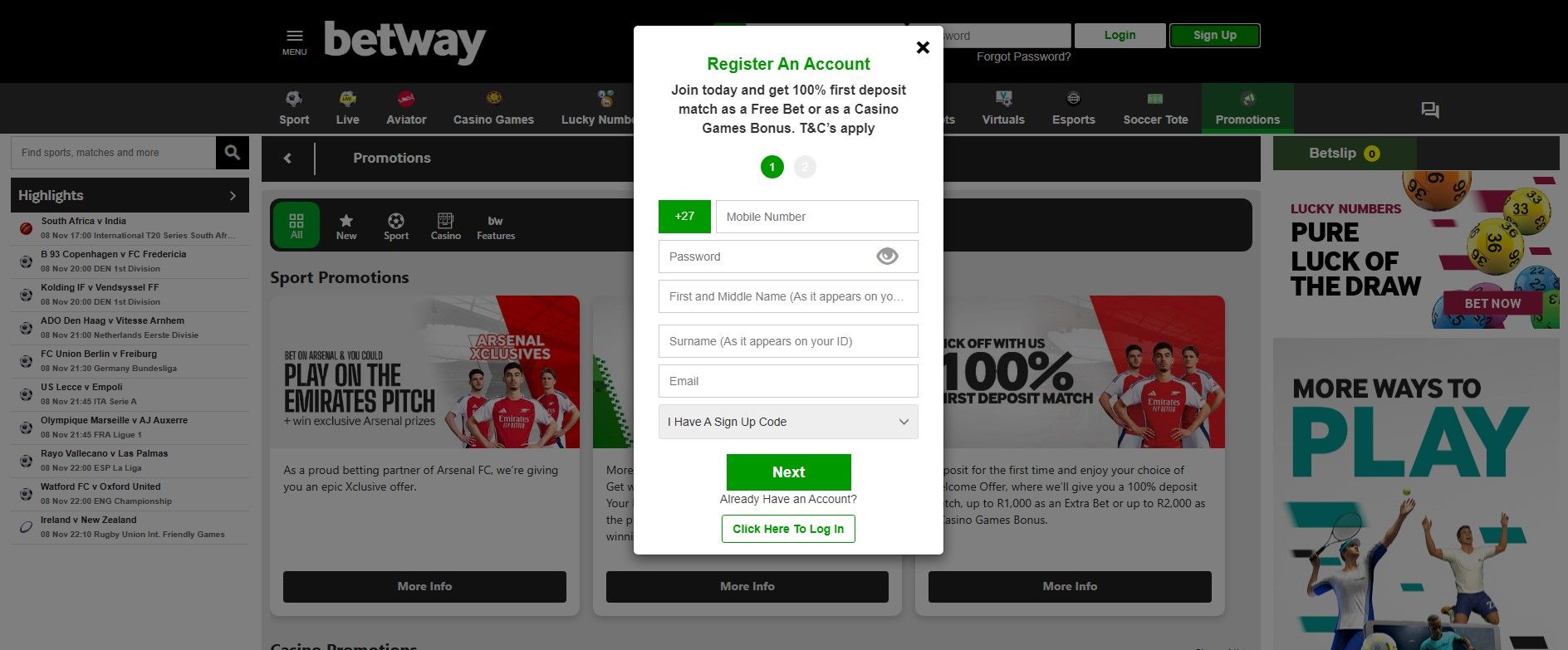 Betway Registration