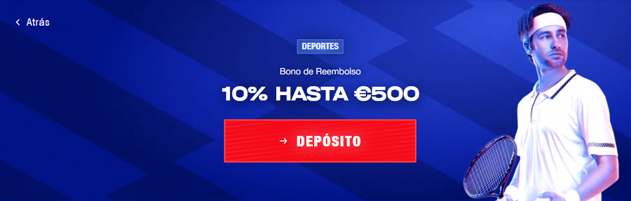 Reembolso del 10% hasta 500 EUR para apuestas