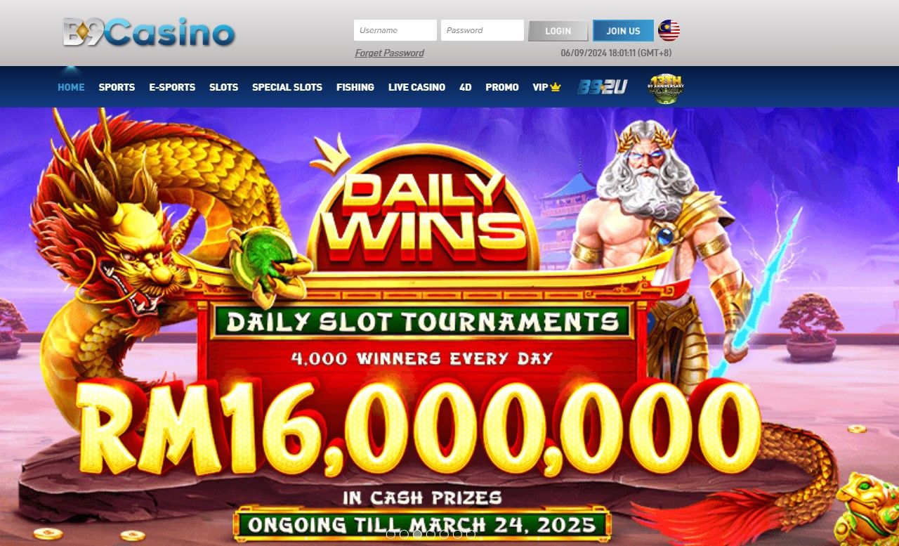 B9 Casino Malaysia Homepage Image