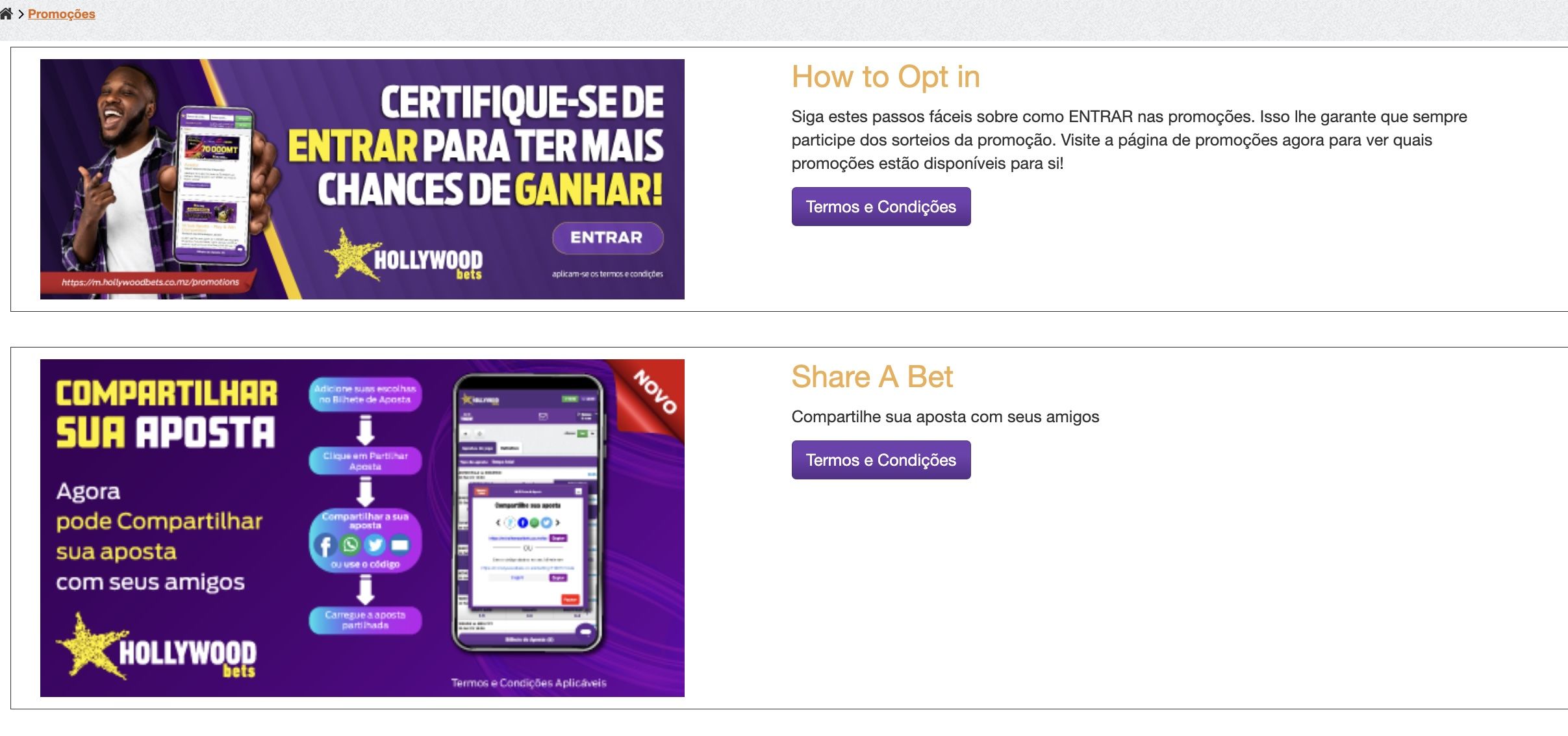 Tipos de bónus existentes na Hollywoodbets