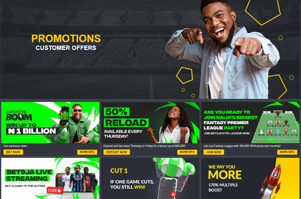 Image of Bet9ja Bonuses Page