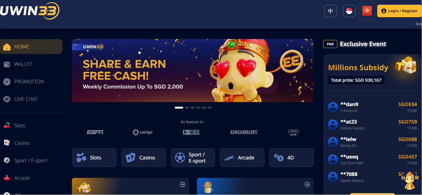 Uwin33 sg top online casino