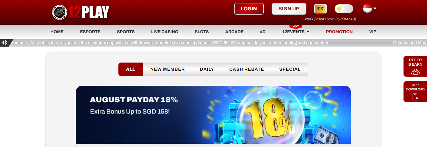 12Play Asia Casino Bonus Program