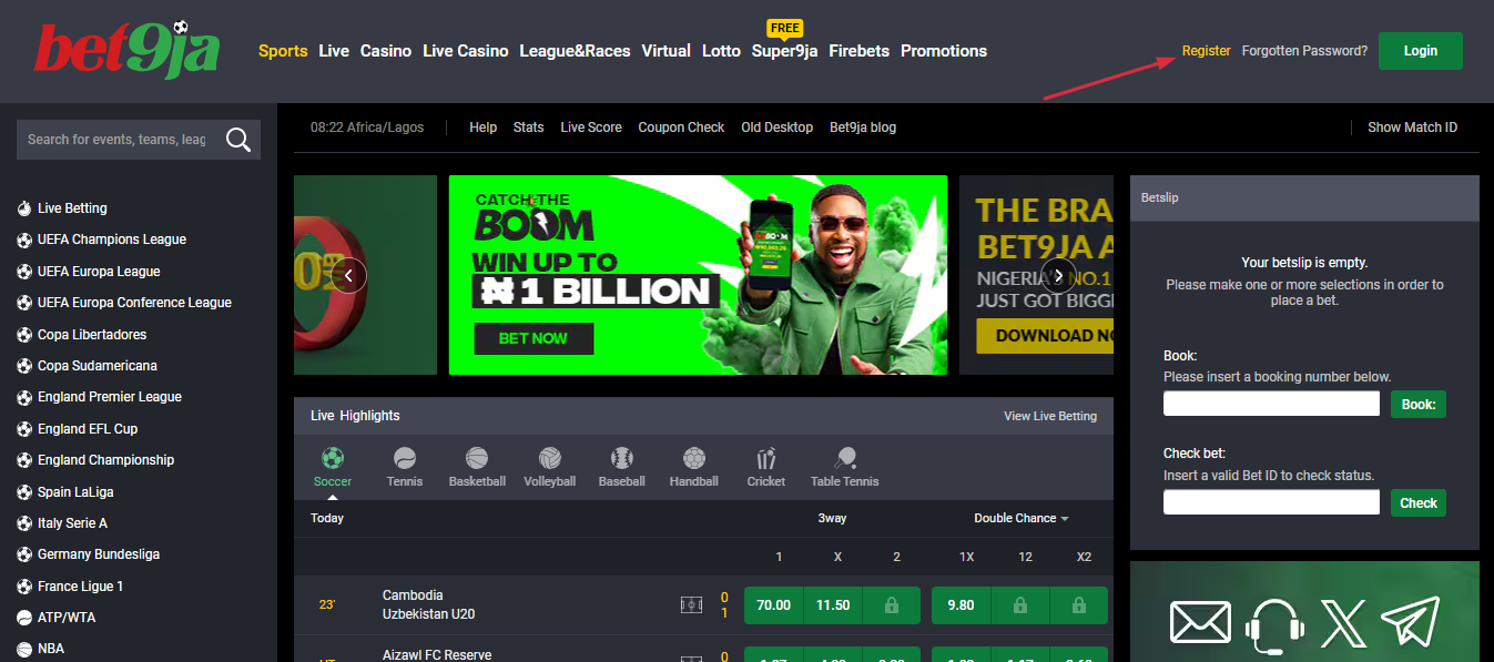 Bet9ja champions league online