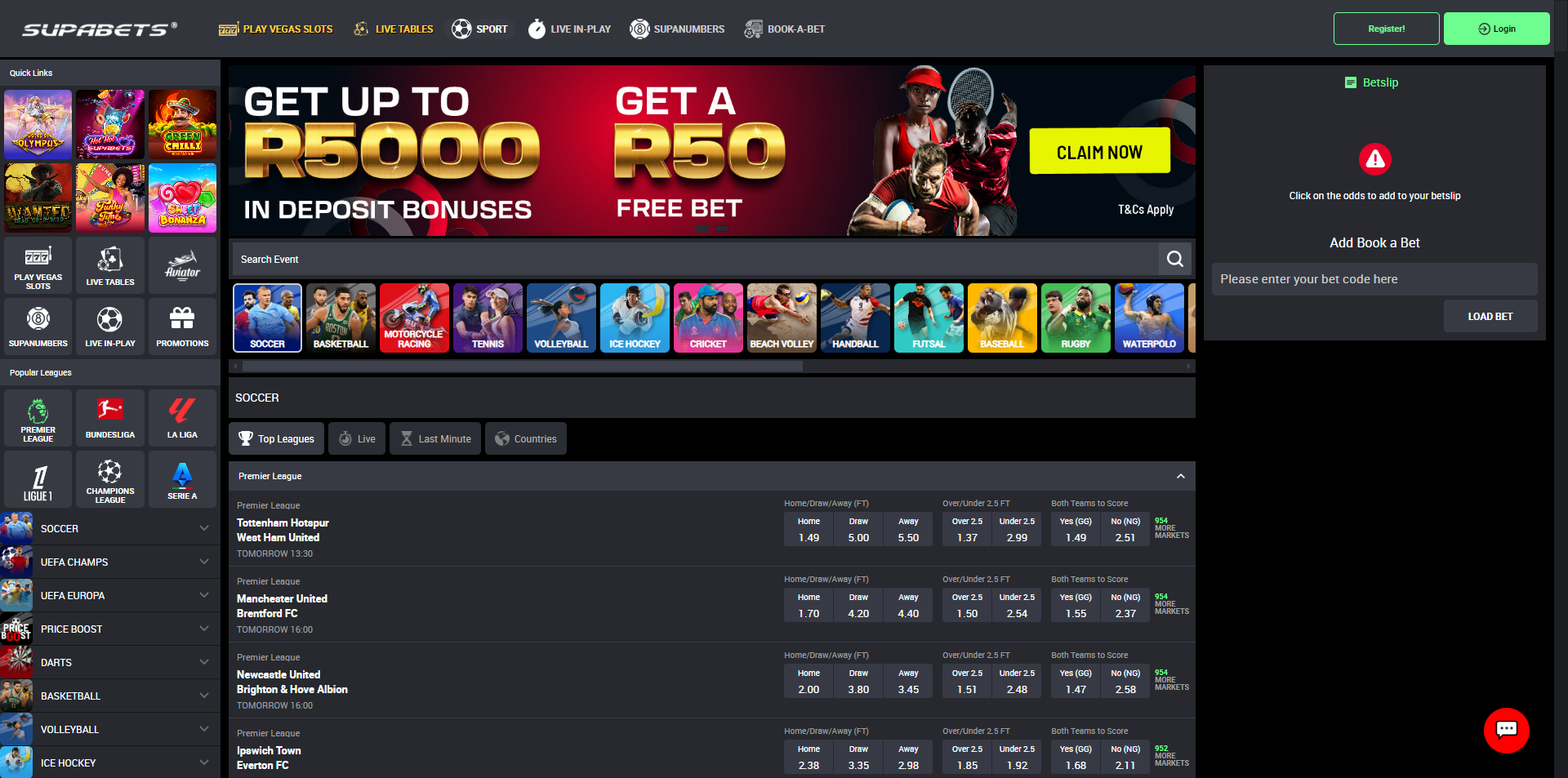 betting sites in South  Africa