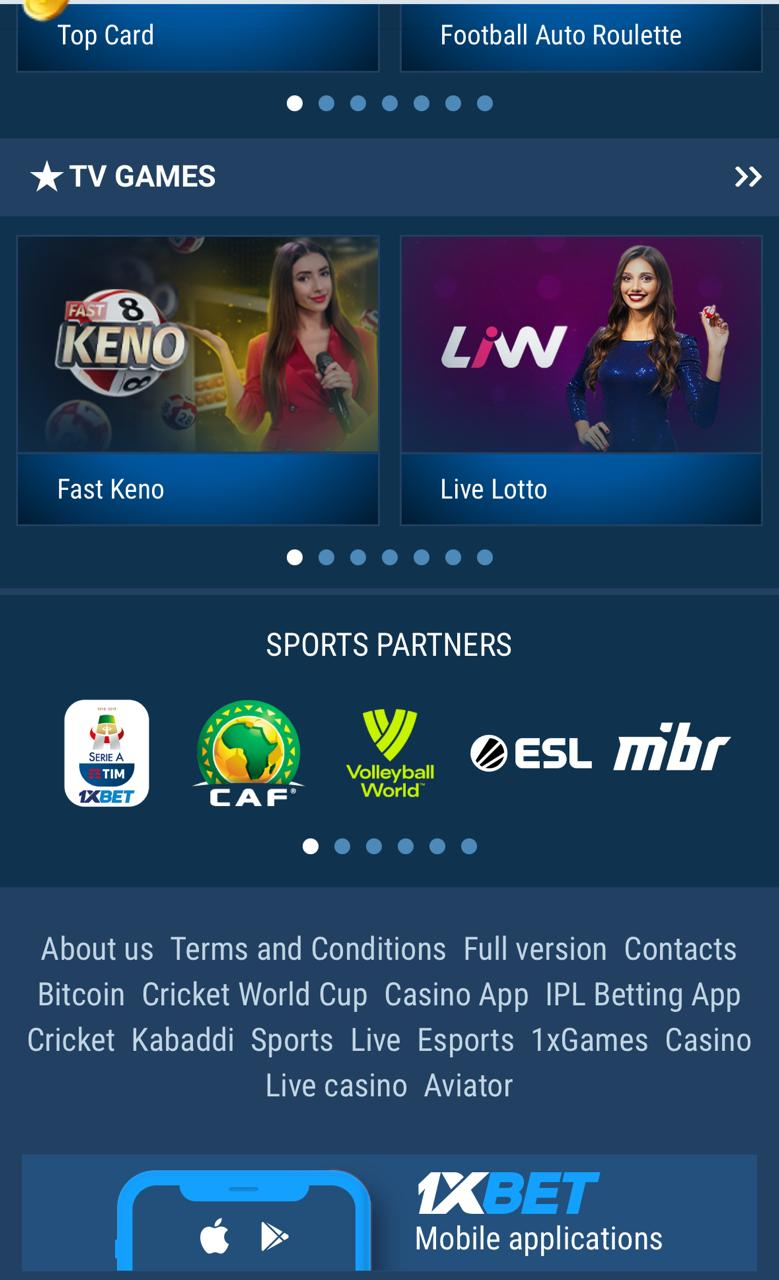 1xBet mobile app for android