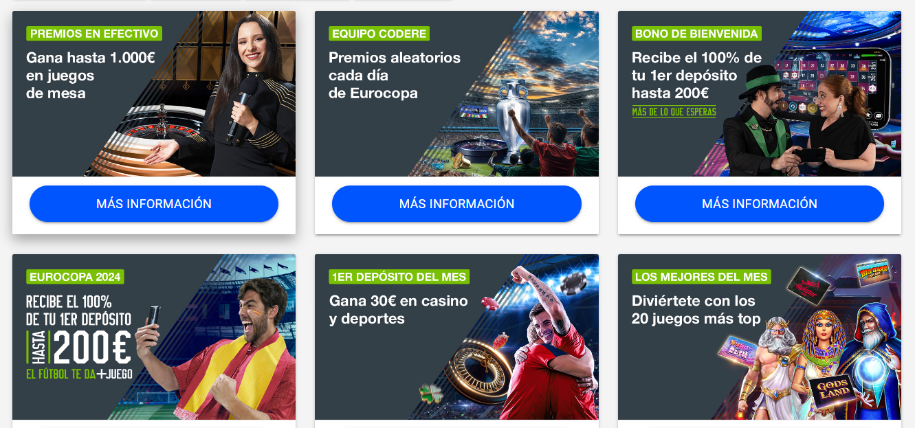 Imagen de las promociones generales de bono sin deposito codere