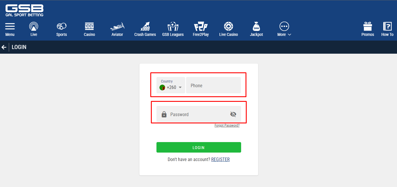 Type in Your Login Details