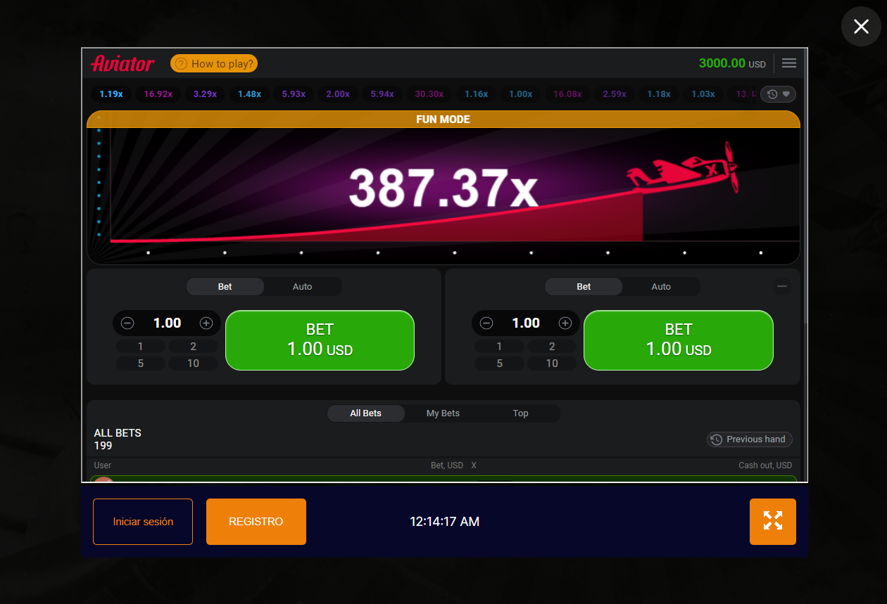 Versión de escritorio del juego Aviator en Rivalo Colombia