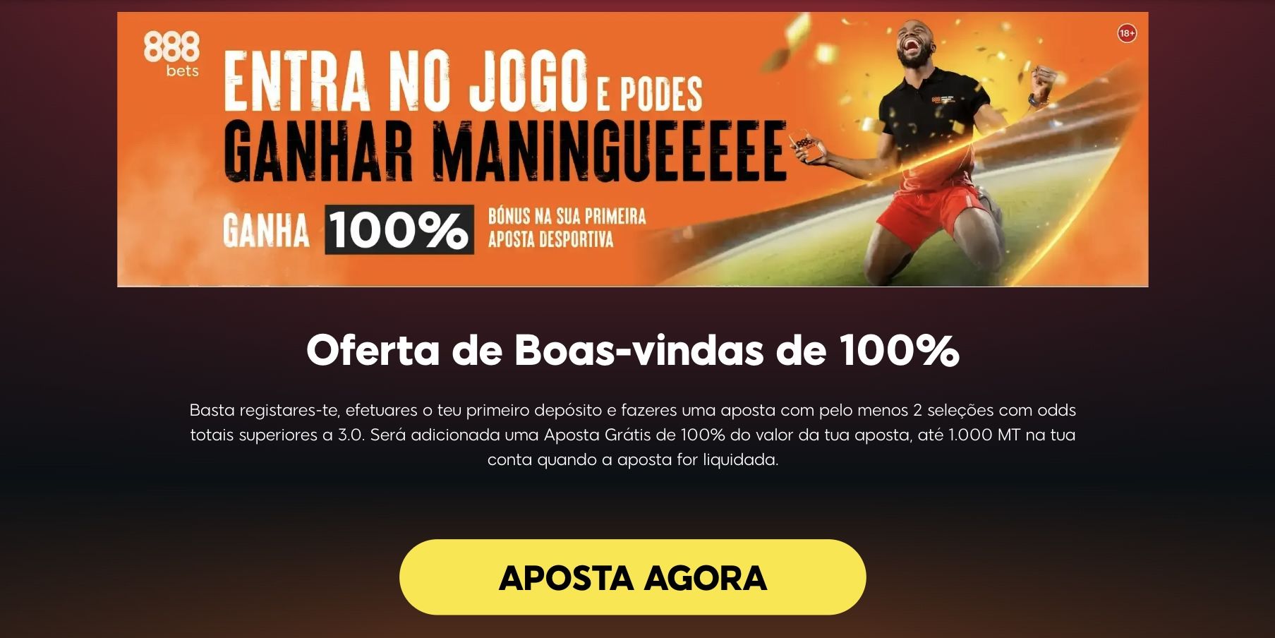 Bónus de primeiro depósito na 888 Bet