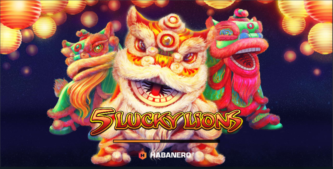 5 Lucky Lions casino slot banner