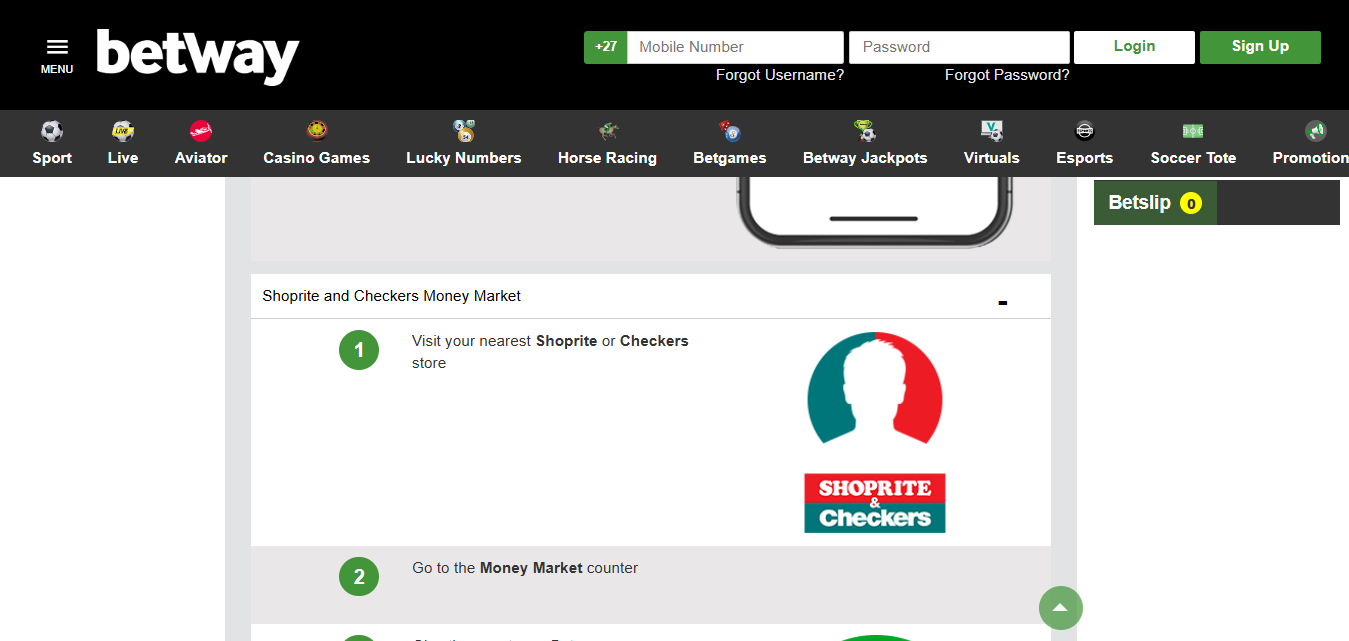 Betway South Africa Shoprite Deposit