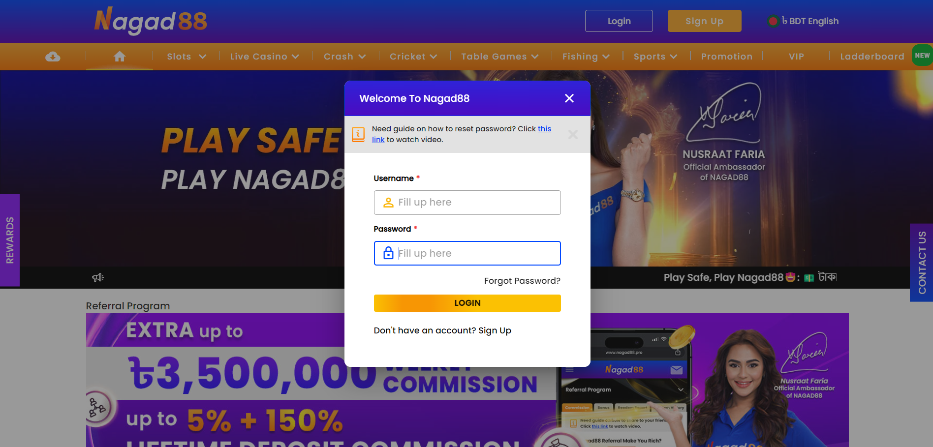 Login to Nagad88 casino