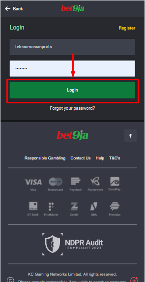  Bet9ja Login Account Form Image