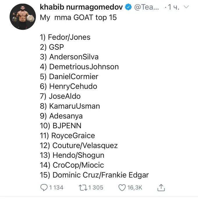 Khabib Nurmagomedov, vía Twitter