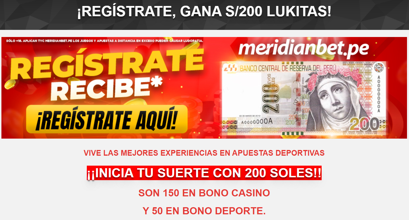 Oferta de bienvenida para nuevos usuarios para casino y deportes de Meridianbet Perú