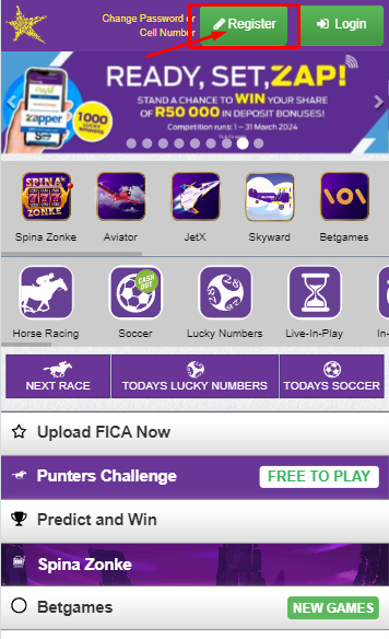 Hollywoodbets mobile app registration process image