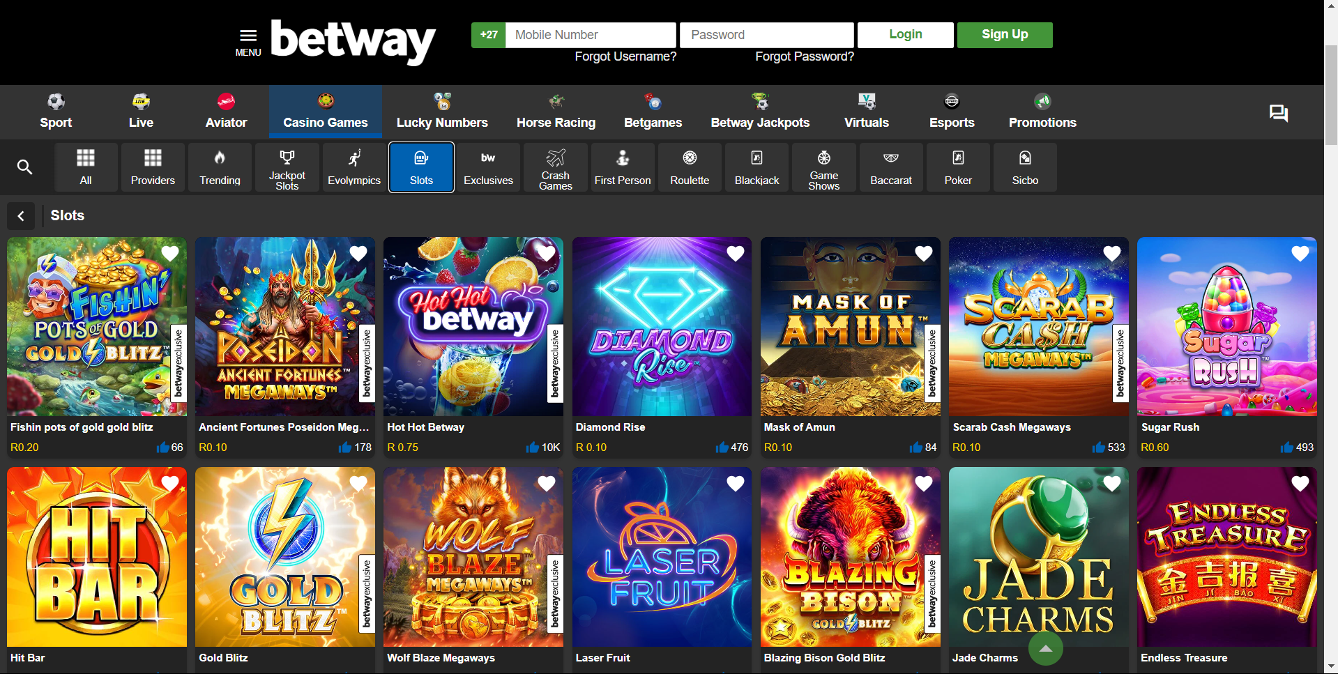 An image showing the best paying slots on Betway