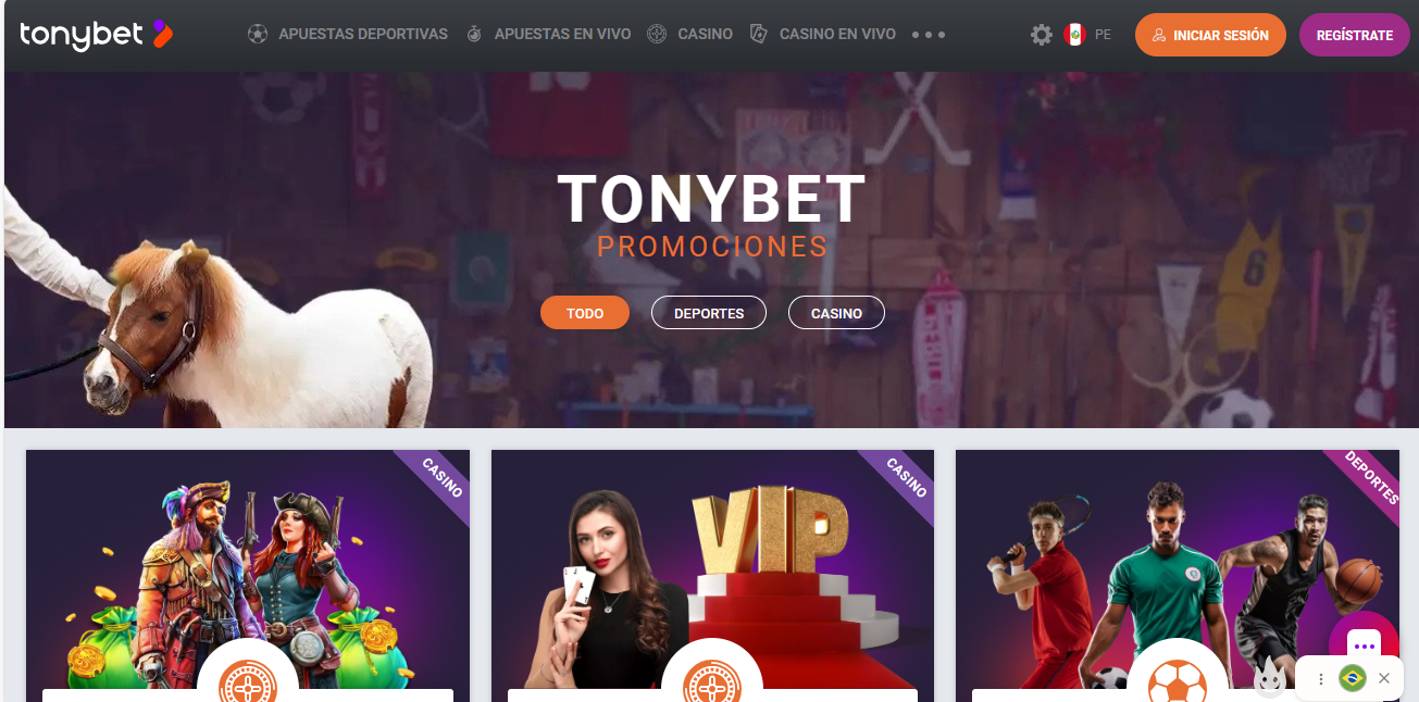 Bonos y promociones de  TonyBet Perú