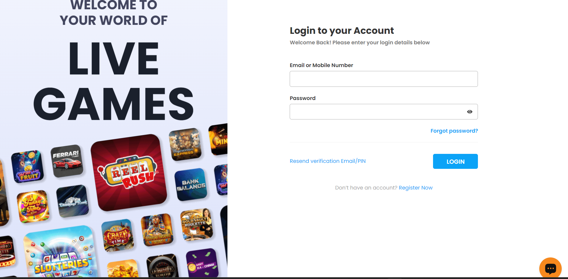 An image of the Lottostars Casino Login page