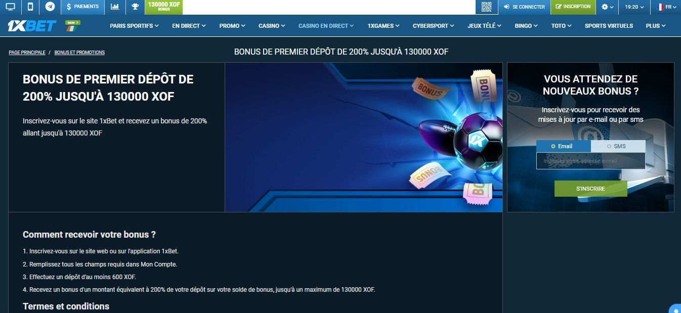 1xBet Bonus du premier dépôt