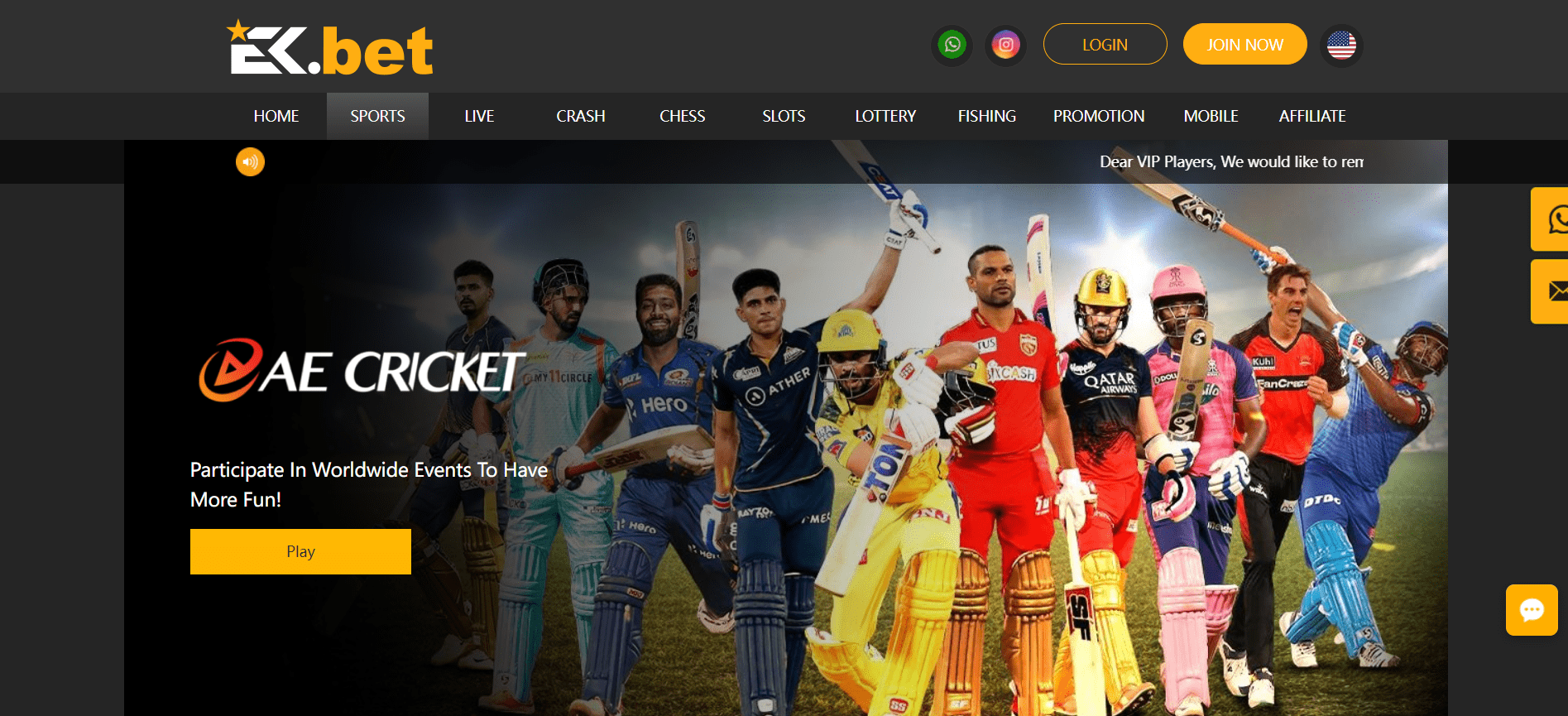 Cricket betting on Ekbet