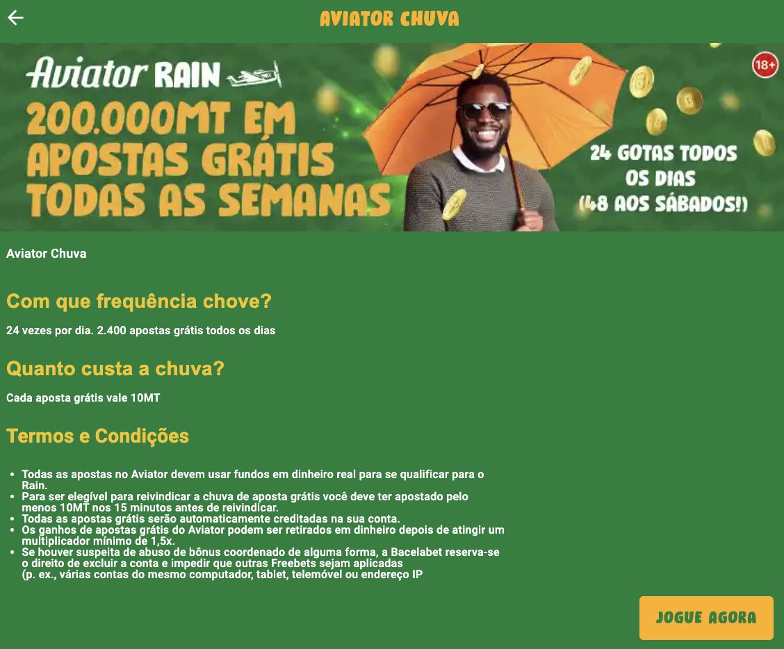 Página de promoção da casa de apostas Bacelabet Moçambique