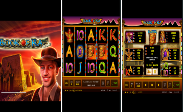 An image showing the mobile version of the Book of Ra free game slot