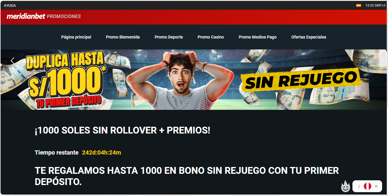 Meridianbet casa de apuestas promociones.