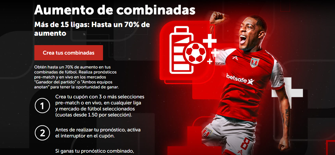 Bono de aumento de combinadas de Betsafe Perú